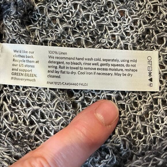 EILEEN FISHER Italian Yarn 100% Linen Open Front Cardigan Gray Women’s Size XS - Picture 5 of 5